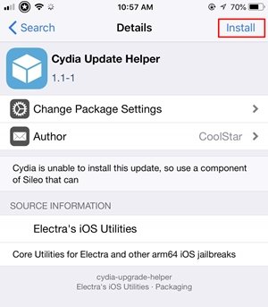 How to download and install Cydia Update Helper -Step 4