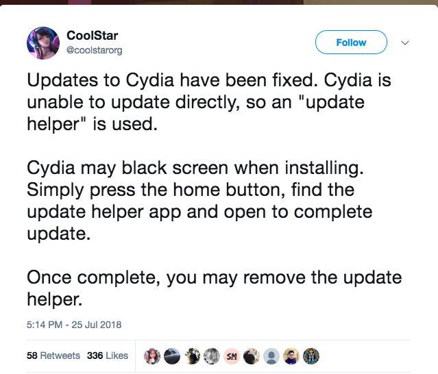 Cydia Update Helper Update from CoolStar