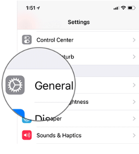 Go to General on your iOS device