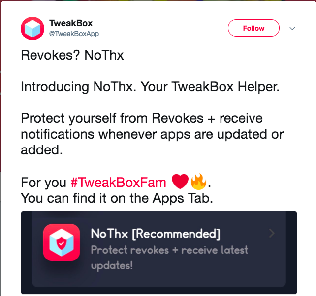 NoThx App Download from TweakBox Anti Revoke