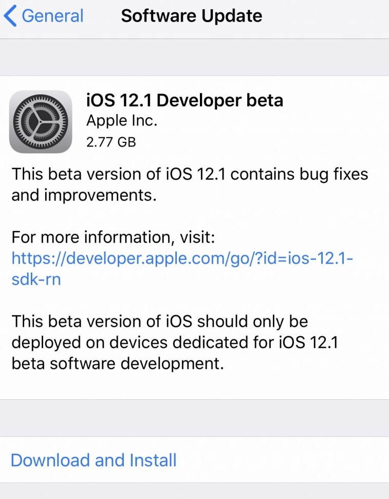 iOS 12.1 Beta 1 IPSW Links & OTA Update