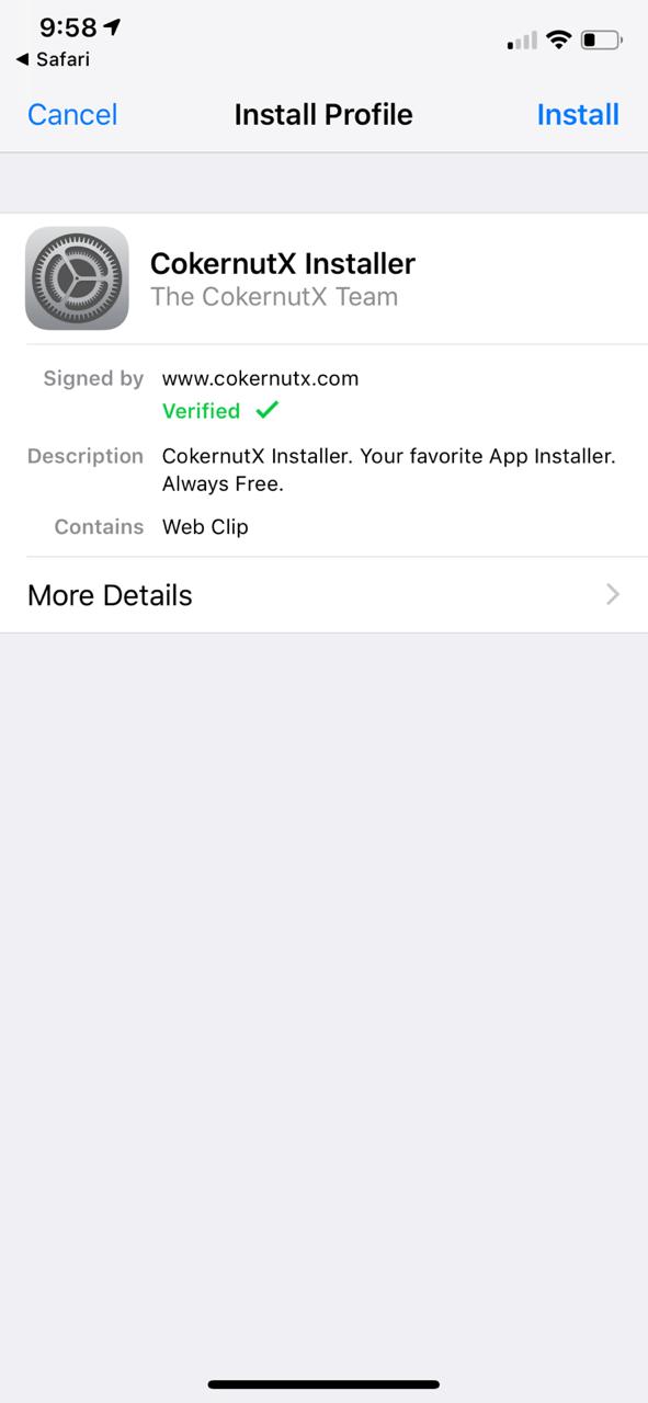 Install Cokernutx Profile on iOS