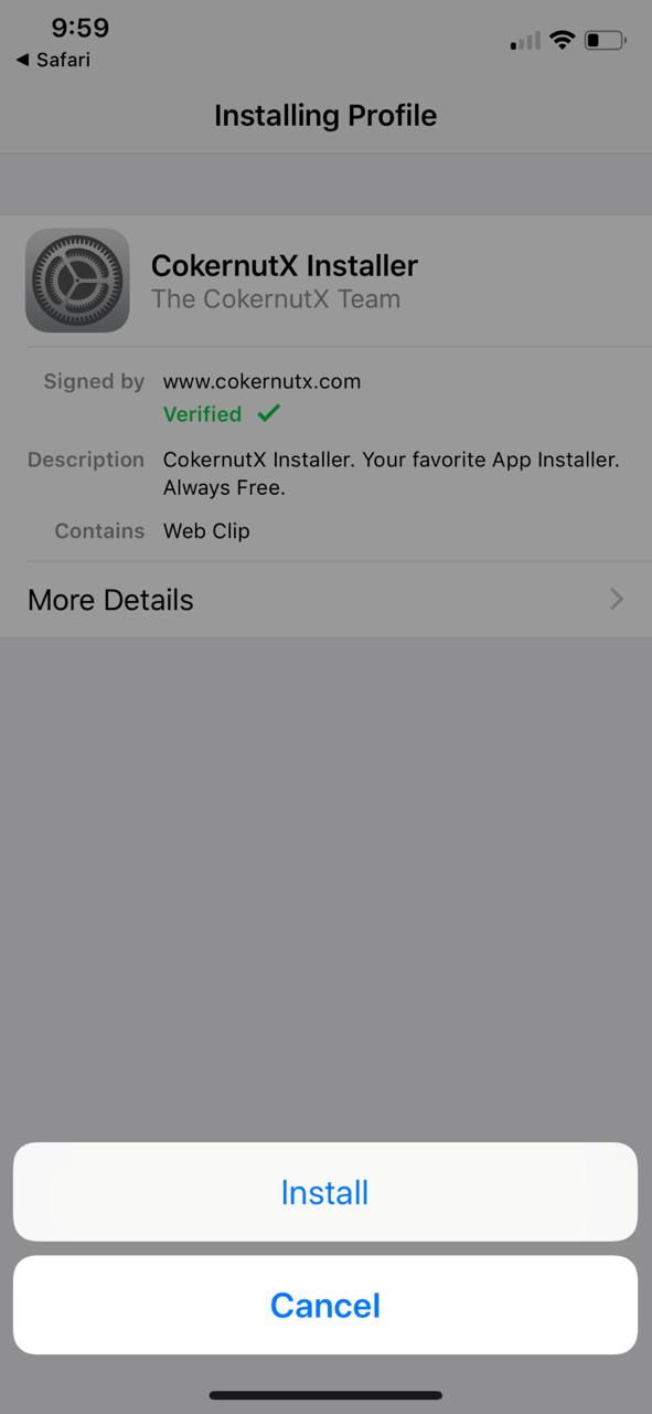 Cokernutx iOS App Installed - Install