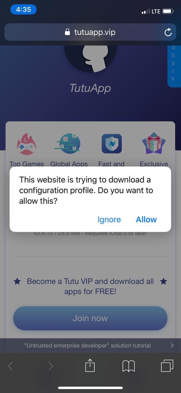 TuTuApp Lite - Allow to Proceed