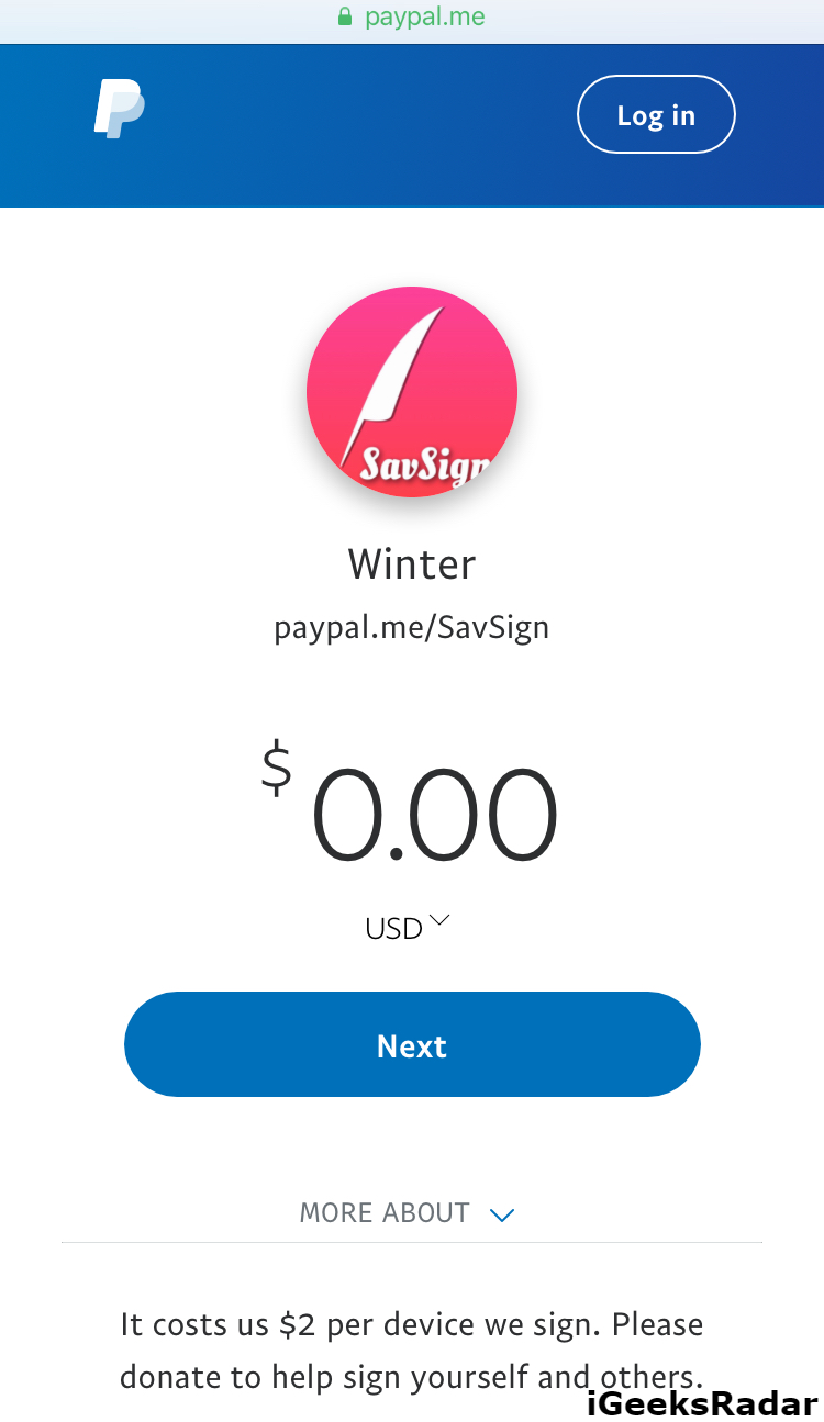 savsign-donation-paypal-page