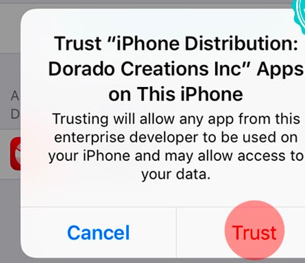 Trust AppEven App on iOS