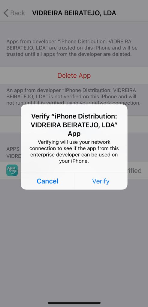 Verify AppEven Store on iOS