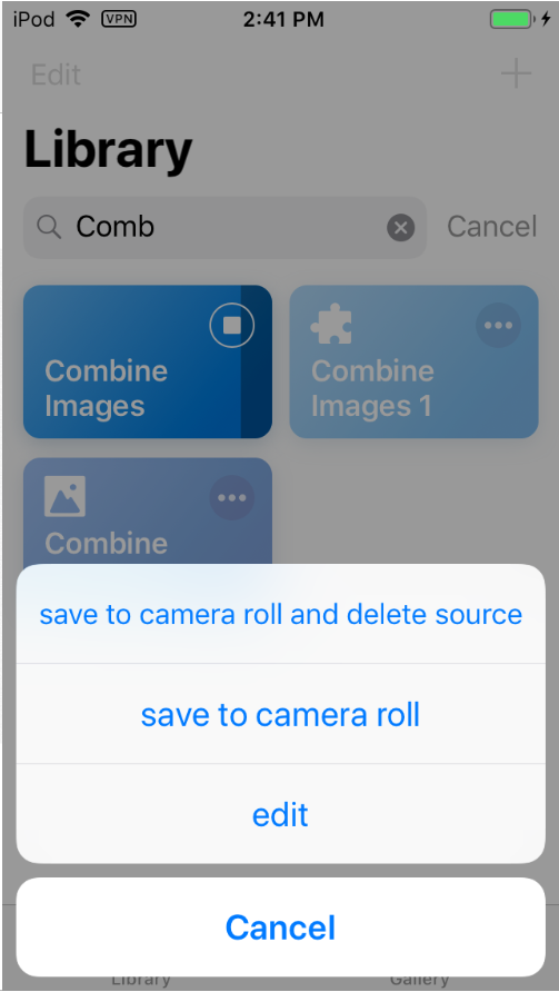 Siri Combination Shortcut for Image Merging