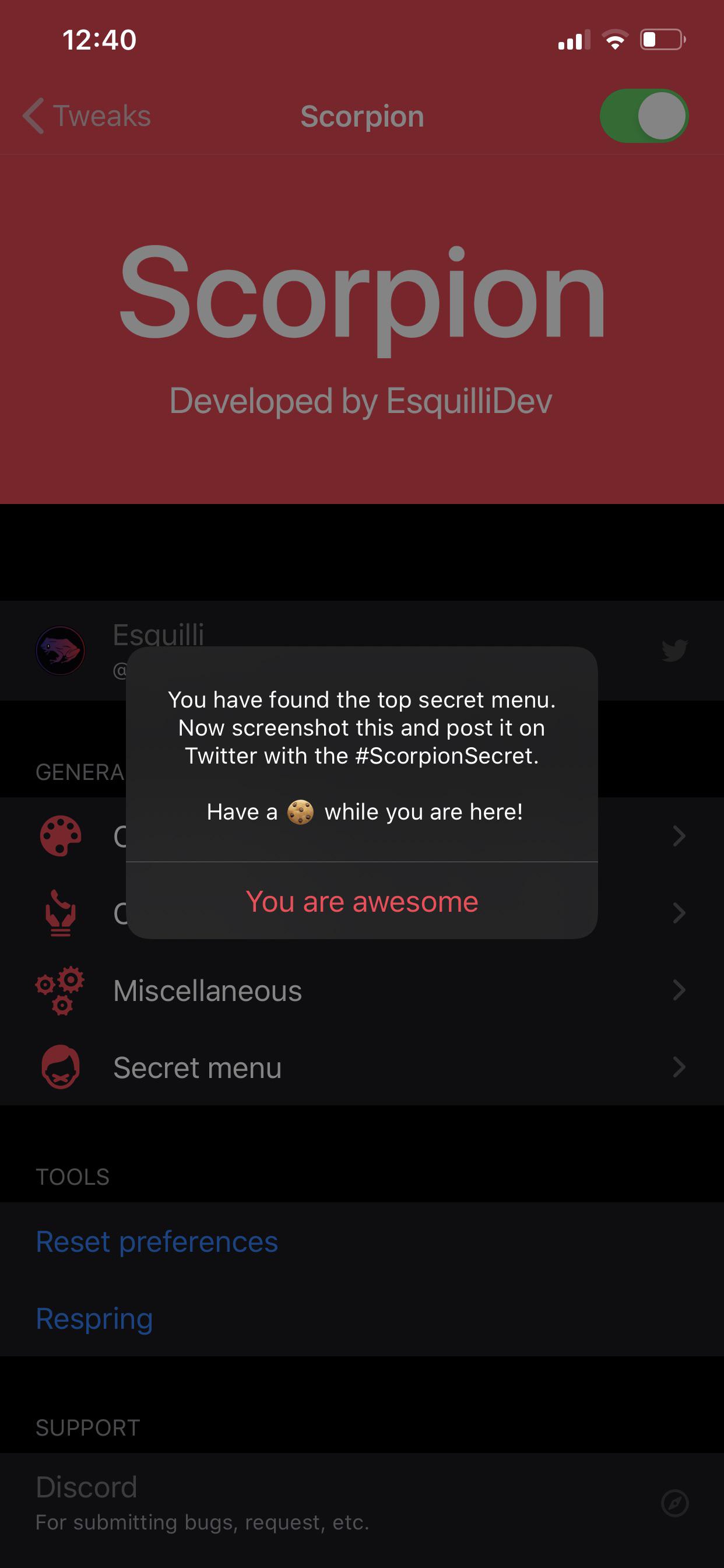 Scorpion Tweak - Top Secret Menu