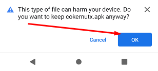 Allow Downloading CokernutX APK on Android